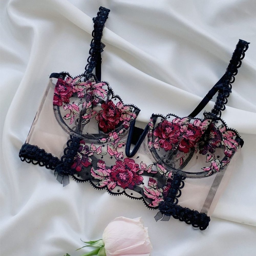 For Love & Lemons - Juliet Embroidered Floral Bustier